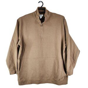 Men's Brown Arizona Jean Co. Pullover Sweatshirt 1/4 Zip Long Sleeve Size 2XL
